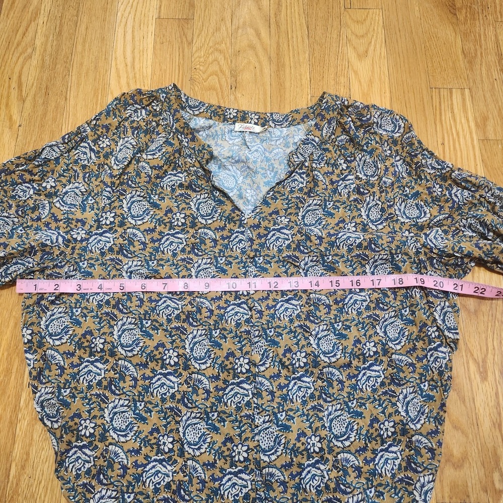 Faherty Noami Floral Boho Peasant Blouse With Fairfield Border - Picture 9 of 10